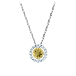 Pendant Halo Setting with a yellow Sapphire