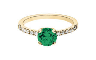 Gemstone Ring Melbourne Emerald green in Yellow Gold