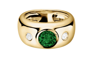 Gemstone Ring Naples Tourmaline green in Yellow Gold