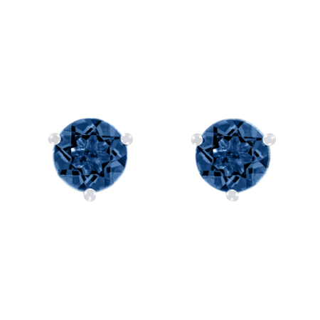 Ohrstecker 3-Krappen Saphir blau in Platin