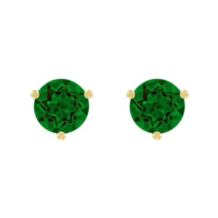 Ohrstecker 3-Krappen Turmalin grün in Gelbgold
