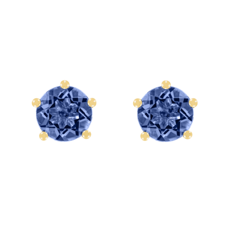 Ohrstecker 5-Krappen Tansanit blau in Gelbgold