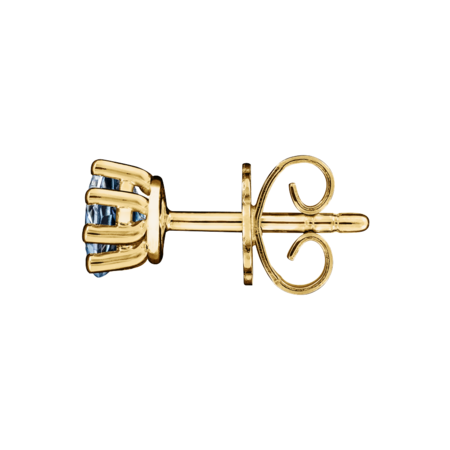 Ohrstecker 6-Krappen Aquamarin blau in Gelbgold