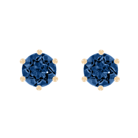 Ohrstecker 6-Krappen Saphir blau in Roségold