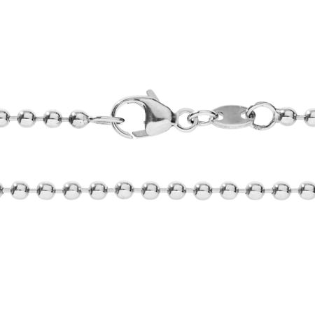 Ball Chain Necklace in White Gold