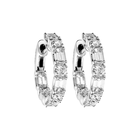 Diamond Hoop Earrings IX in White Gold