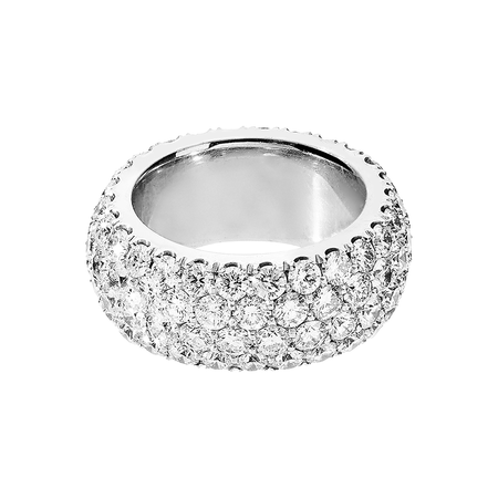 Diamond Snow Ring Wide in White Gold