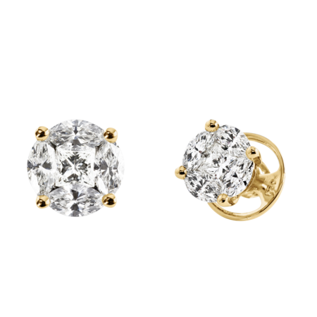 Diamond Stud Earring Composition in Yellow Gold