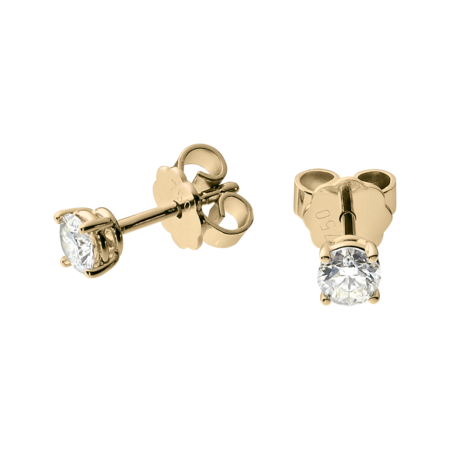 Diamond Stud Earrings 4 Prongs, 0.25 Carat each in Rose Gold