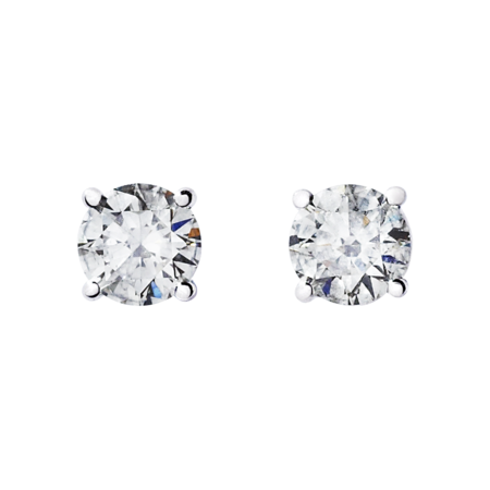 Diamond Stud Earrings 4 Prongs, 0.75 Carat each in White Gold