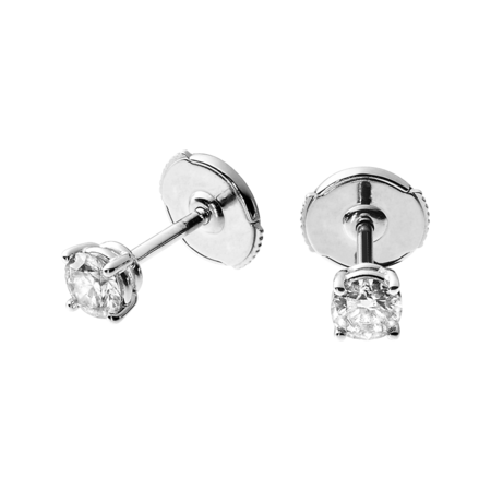 Diamond Stud Earrings 4 Prongs, 0.75 Carat each in White Gold