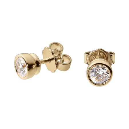 Diamond stud earrings bezel setting 0.24 carats each in Rose Gold