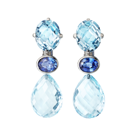 Earrings Blue Mountains in White Gold