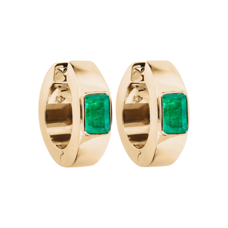 Emerald Hoop Earrings in Rose Gold