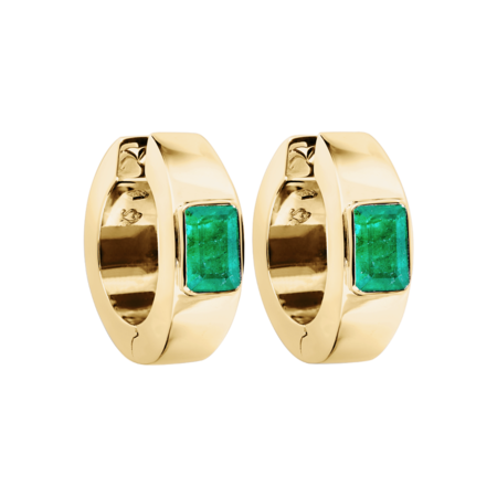 Emerald Hoop Earrings in Yellow Gold