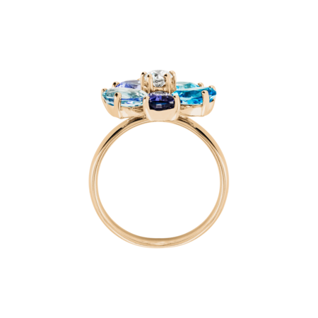Flowers Ring blue in Rose Gold