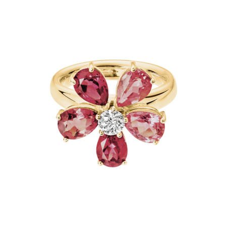 Flowers Ring Tourmaline in Yellow Gold