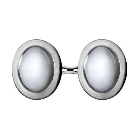 Gents Cufflinks Moonstone in White Gold