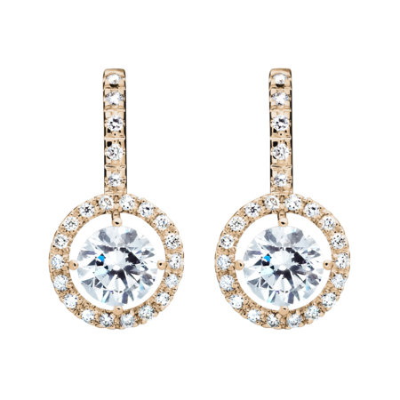 Halo Diamond Earrings with Brilliants in Rose Gold