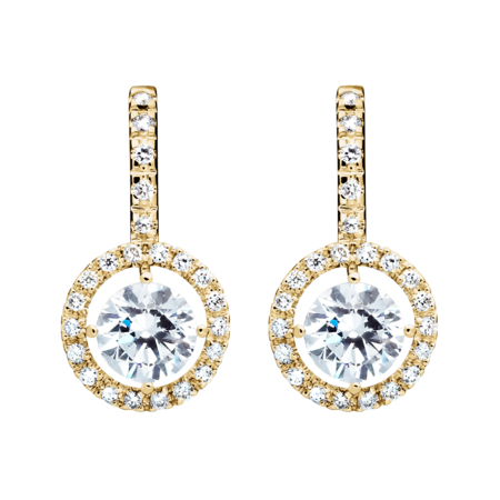 Halo Diamond Earrings with Brilliants in Yellow Gold