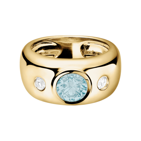 Naples Aquamarine blue in Yellow Gold