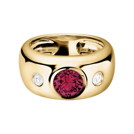 Naples Rhodolite red in Yellow Gold
