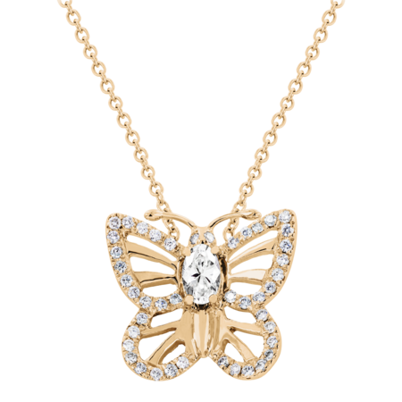 Papillon Necklace Diamond in Rose Gold