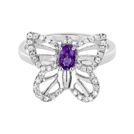 Papillon Ring Amethyst in White Gold