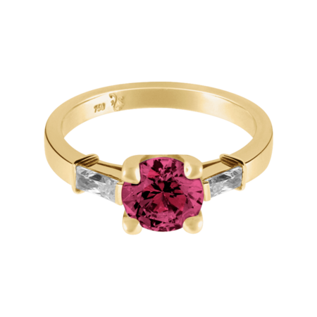 Paris Rhodolite red in Yellow Gold