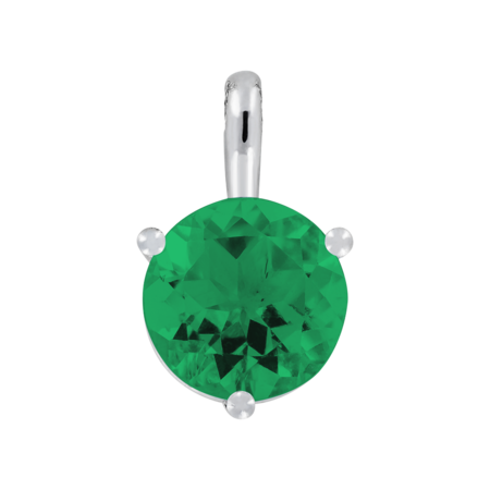 Pendant 3 Prongs Emerald green in Platinum