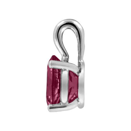 Pendant 3 Prongs Rhodolite red in Platinum