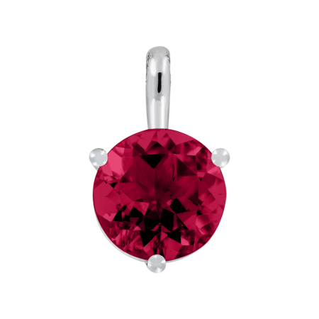 Pendant 3 Prongs Ruby red in Platinum