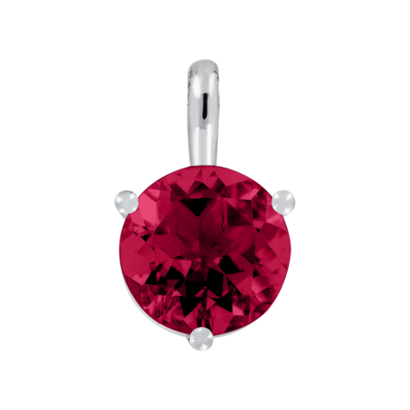 Pendant 3 Prongs Ruby red in White Gold