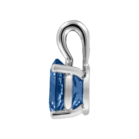 Pendant 3 Prongs Sapphire blue in White Gold