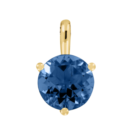Pendant 3 Prongs Sapphire blue in Yellow Gold