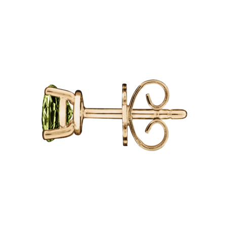 Stud Earrings 3 Prongs Peridot green in Rose Gold
