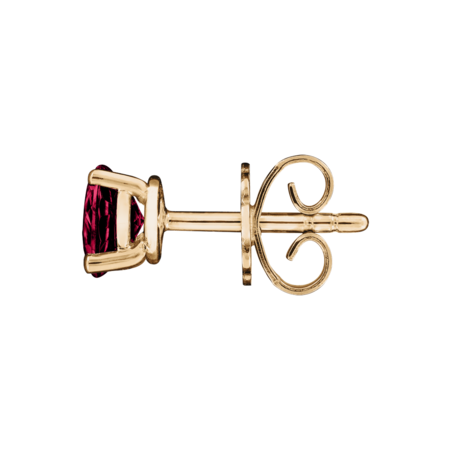 Stud Earrings 3 Prongs Ruby red in Rose Gold