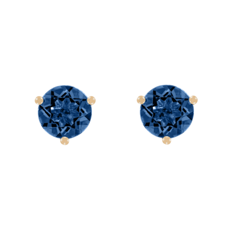 Stud Earrings 3 Prongs Sapphire blue in Rose Gold