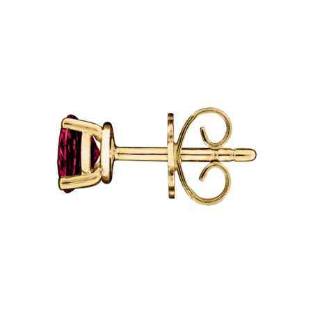 Stud Earrings 4 Prongs Ruby red in Yellow Gold