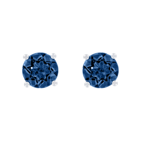 Stud Earrings 4 Prongs Sapphire blue in Platinum