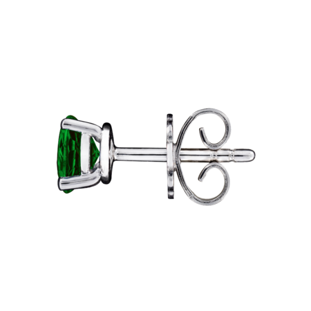 Stud Earrings 4 Prongs Tourmaline green in White Gold