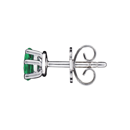 Stud Earrings 5 Prongs Emerald green in Platinum