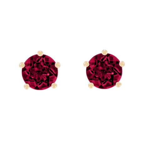 Stud Earrings 5 Prongs Ruby red in Rose Gold