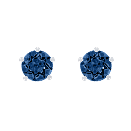 Stud Earrings 5 Prongs Sapphire blue in Platinum