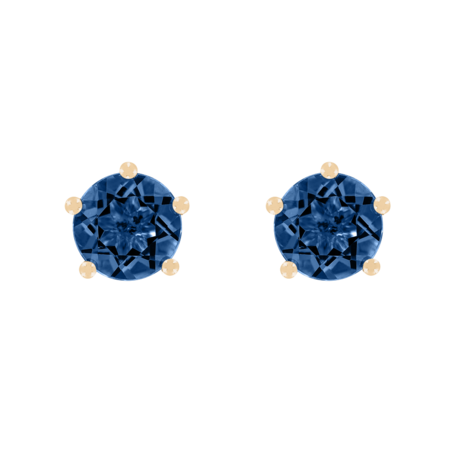 Stud Earrings 5 Prongs Sapphire blue in Rose Gold