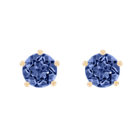 Stud Earrings 5 Prongs Tanzanite blue in Rose Gold