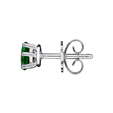 Stud Earrings 5 Prongs Tourmaline green in Platinum