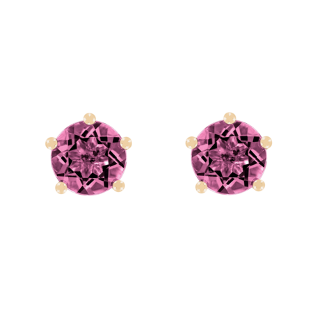 Stud Earrings 5 Prongs Tourmaline pink in Rose Gold