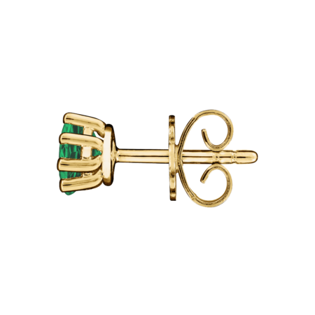Stud Earrings 6 Prongs Emerald green in Yellow Gold