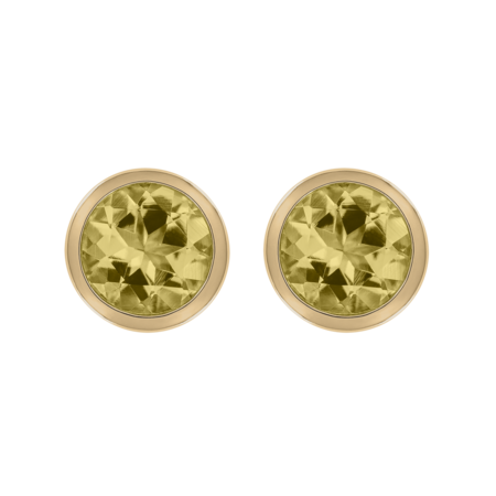 Stud Earrings Bezel Sapphire yellow in Yellow Gold